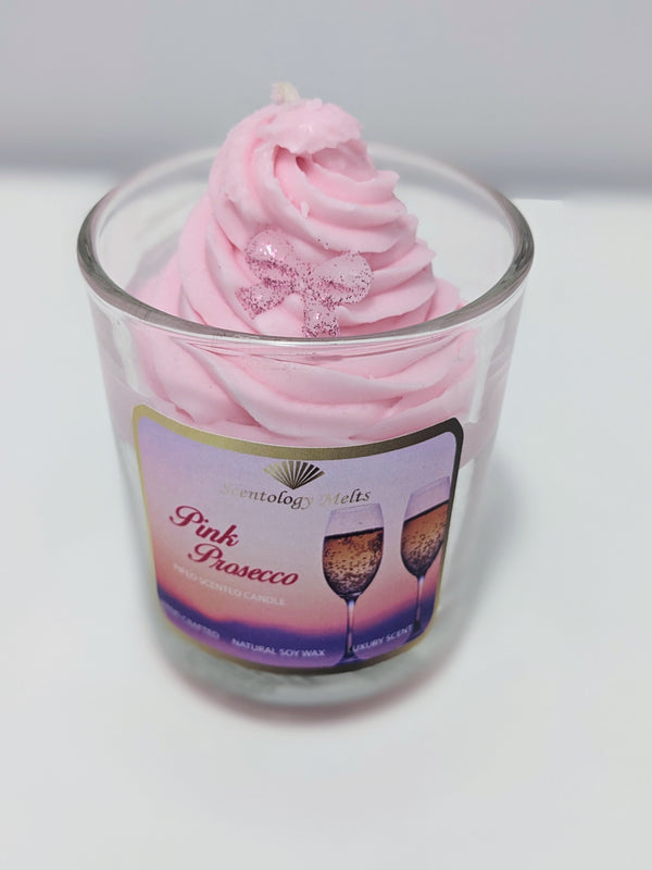 PINK PROSECCO PIPED CANDLE